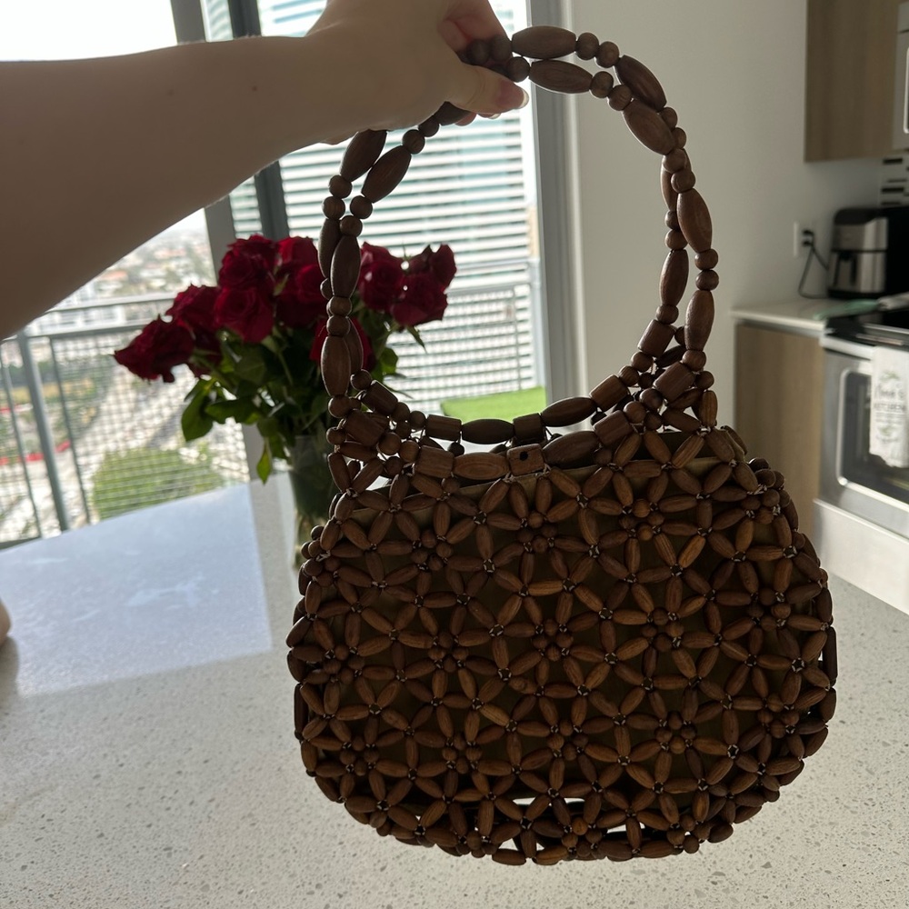 Brown Tan Shoulder Bag with Intricate Design